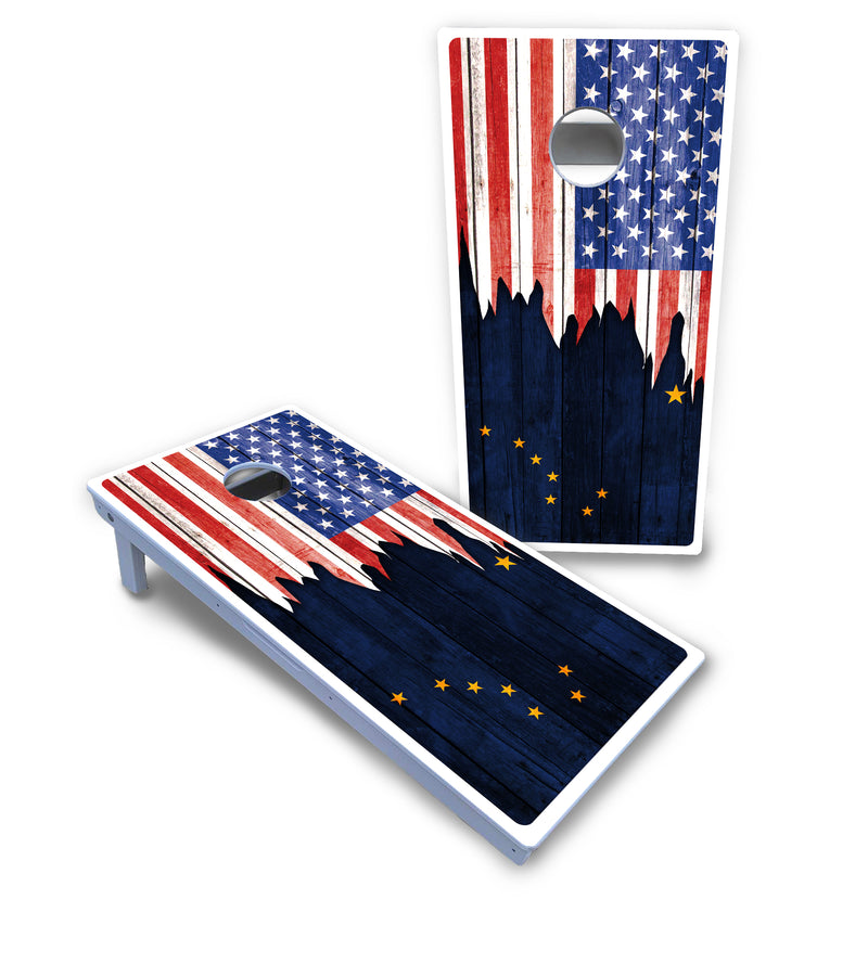 Waterproof - State Flag Designs Alabama to Georgia - All Weather Boards "Outdoor Solution" 18mm(3/4")Direct UV Printed - Regulation 2' by 4' Cornhole Boards (Set of 2 Boards) Double Thick Legs, with Leg Brace & Dual Support Braces!