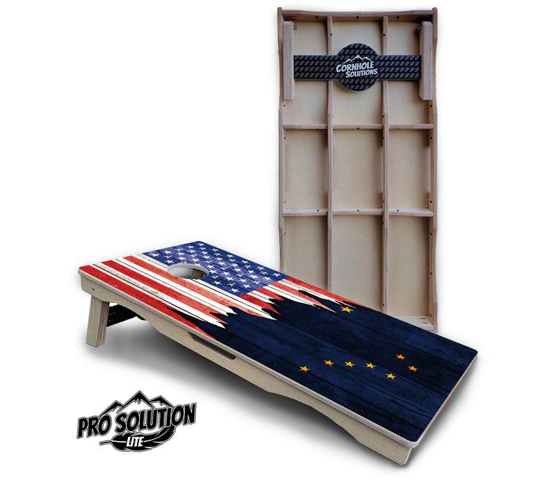 Pro Solution Lite - State Flag Designs Alabama to Georgia - Professional Tournament Cornhole Boards 3/4" Baltic Birch - Zero Bounce Zero Movement Vertical Interlocking Braces for Extra Weight & Stability +Double Thick Legs +Airmail Blocker