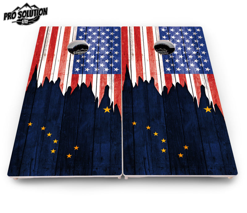 Pro Solution Lite - State Flag Designs Alabama to Georgia - Professional Tournament Cornhole Boards 3/4" Baltic Birch - Zero Bounce Zero Movement Vertical Interlocking Braces for Extra Weight & Stability +Double Thick Legs +Airmail Blocker