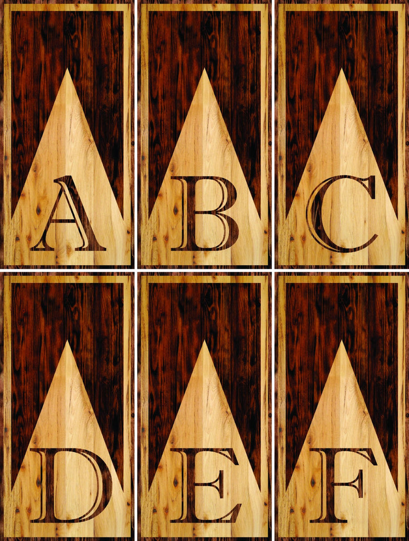 Tournament Boards - Wood Letter Design Split (Choose a different Letter per board) Professional Tournament 2'x4' Regulation Cornhole Set - 3/4″ Baltic Birch + UV Direct Print + UV Clear Coat