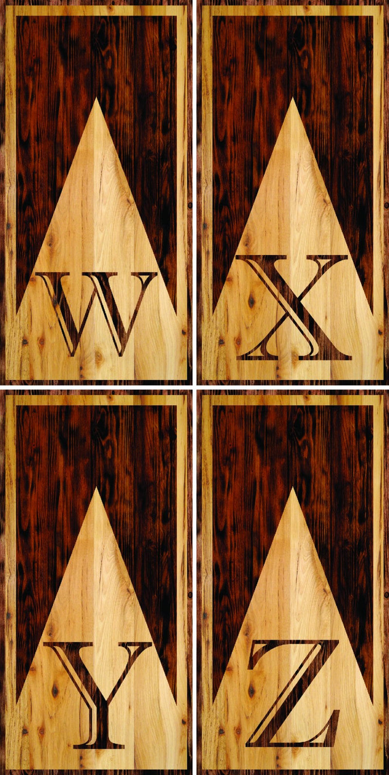 Tournament Boards - Wood Letter Design Split (Choose a different Letter per board) Professional Tournament 2'x4' Regulation Cornhole Set - 3/4″ Baltic Birch + UV Direct Print + UV Clear Coat