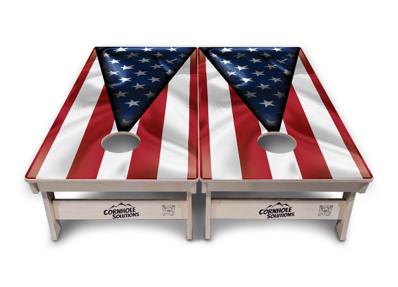 Tournament Boards - American Flag Triangle - Professional Tournament 2'x4' Regulation Cornhole Set - 3/4″ Baltic Birch + UV Direct Print + UV Clear Coat