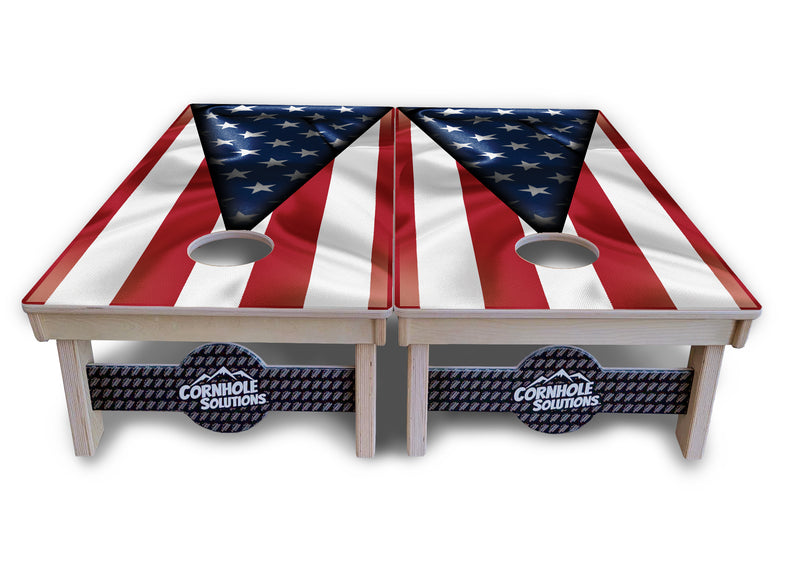 Tournament Boards - American Flag Triangle - Professional Tournament 2'x4' Regulation Cornhole Set - 3/4″ Baltic Birch + UV Direct Print + UV Clear Coat