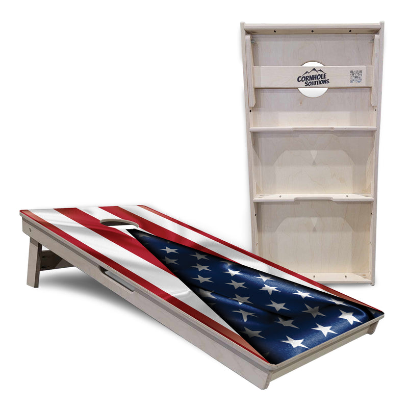 Tournament Boards - American Flag Triangle - Professional Tournament 2'x4' Regulation Cornhole Set - 3/4″ Baltic Birch + UV Direct Print + UV Clear Coat