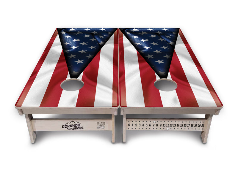 Tournament Boards - American Flag Triangle - Professional Tournament 2'x4' Regulation Cornhole Set - 3/4″ Baltic Birch + UV Direct Print + UV Clear Coat