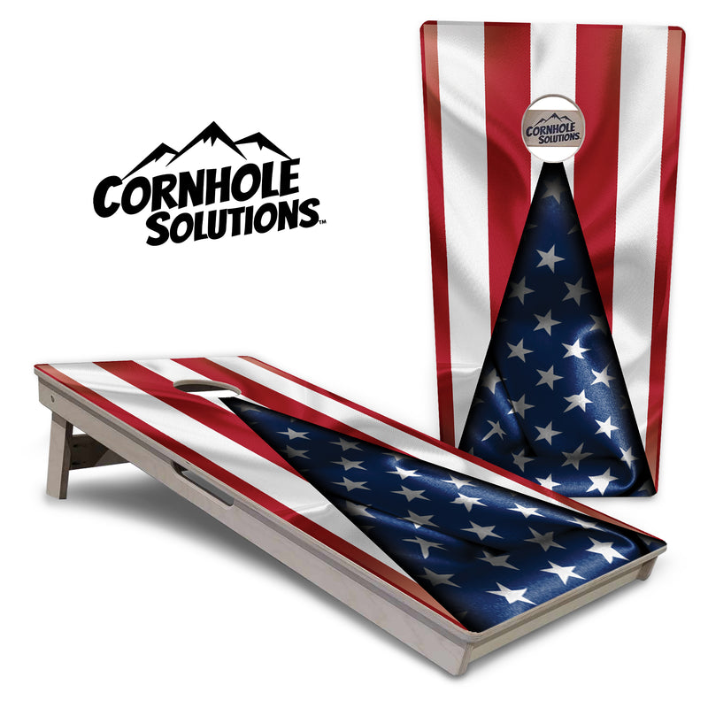 Tournament Boards - American Flag Triangle - Professional Tournament 2'x4' Regulation Cornhole Set - 3/4″ Baltic Birch + UV Direct Print + UV Clear Coat