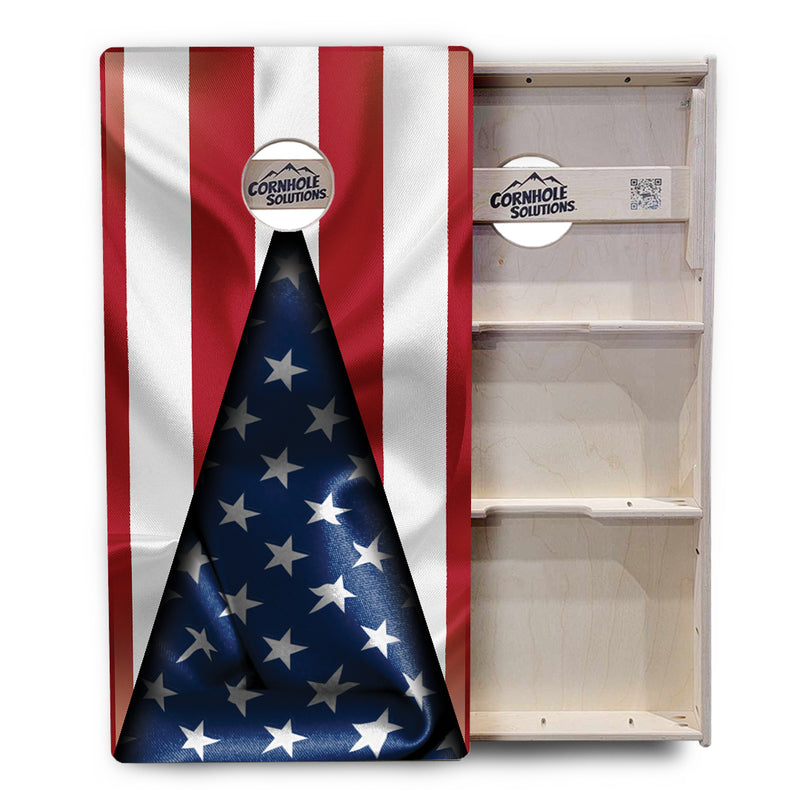 Tournament Boards - American Flag Triangle - Professional Tournament 2'x4' Regulation Cornhole Set - 3/4″ Baltic Birch + UV Direct Print + UV Clear Coat