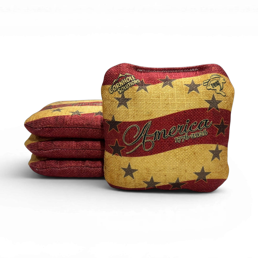 America Distressed Stars & Distressed Stripes - Pro Style REC Cornhole Bags – Regulation 6"x6" – Full Set of 8