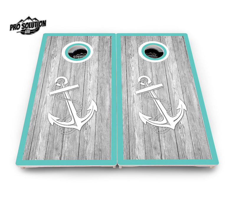 Pro Solution Elite - Anchor & Compass - Professional Tournament Cornhole Boards 3/4" Baltic Birch - Zero Bounce Zero Movement Vertical Interlocking Braces for Extra Weight & Stability +Double Thick Legs +Airmail Blocker