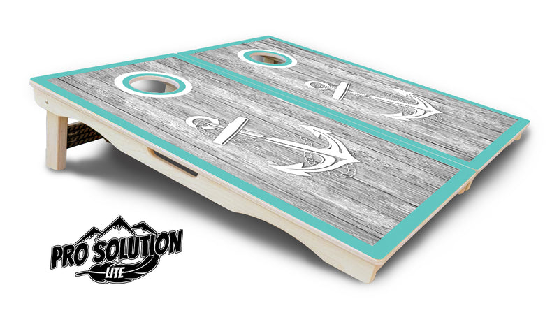 Pro Solution Lite - Anchor & Compass - Professional Tournament Cornhole Boards 3/4" Baltic Birch - Zero Bounce Zero Movement Vertical Interlocking Braces for Extra Weight & Stability +Double Thick Legs +Airmail Blocker