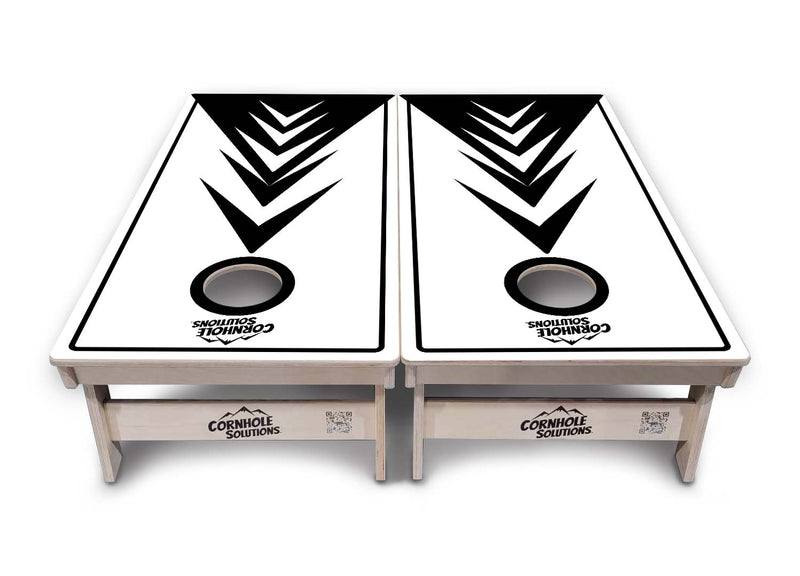 Tournament Boards - Black & White Arrow CS Logo - Professional Tournament 2'x4' Regulation Cornhole Set - 3/4″ Baltic Birch + UV Direct Print + UV Clear Coat