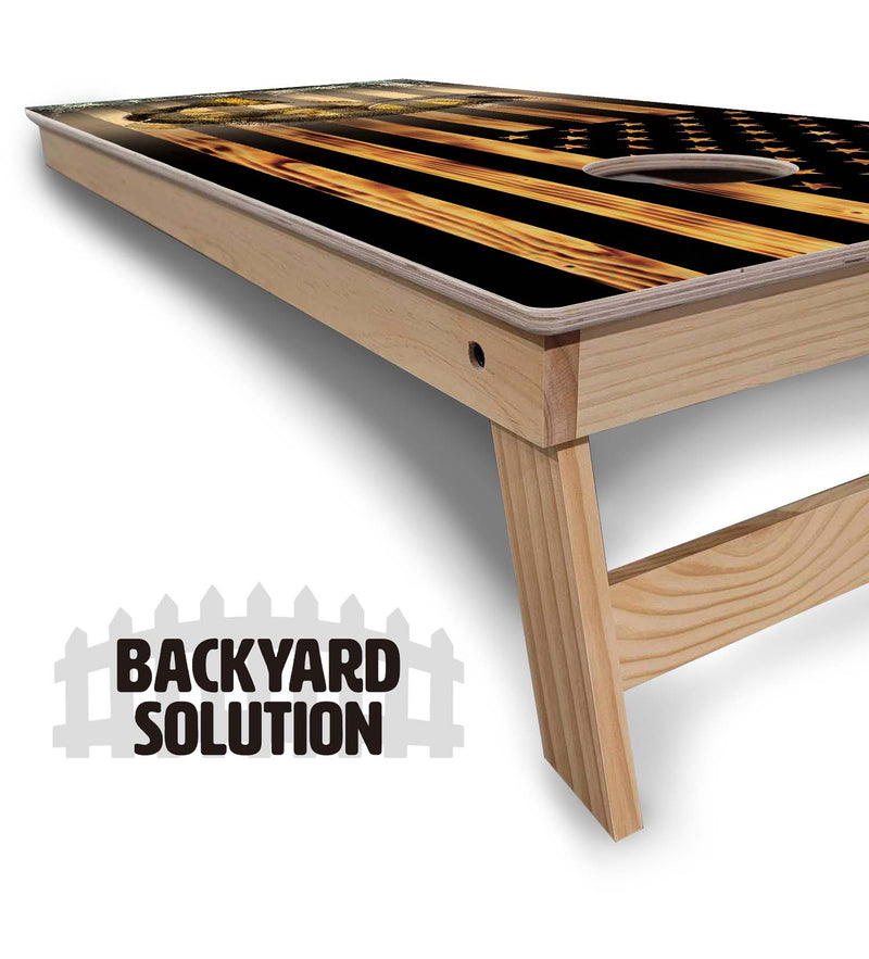 Backyard Solution Boards - Hidden Deer & Fish Options - Regulation 2'x4' Boards - 15mm Baltic Birch Tops - Solid Wood Frames + Folding Legs w/Brace + (1) Support Brace + UV Direct Print + UV Clear Coat