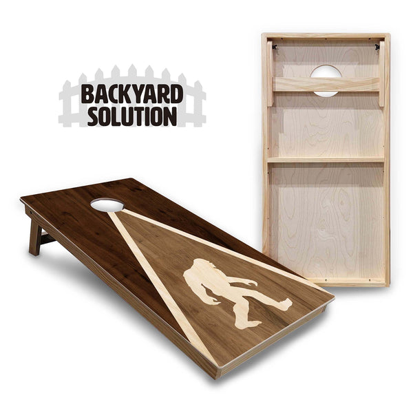 Backyard Solution Boards - Bigfoot Triangle Design - Regulation 2'x4' Boards - 15mm Baltic Birch Tops - Solid Wood Frames + Folding Legs w/Brace + (1) Support Brace + UV Direct Print + UV Clear Coat