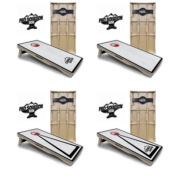 Pro Solution Elite - Red/Black Hole Ring Grey Wash Design Options - Professional Tournament Cornhole Boards 3/4" Baltic Birch - Zero Bounce Zero Movement Vertical Interlocking Braces for Extra Weight & Stability +Double Thick Legs +Airmail Blocker