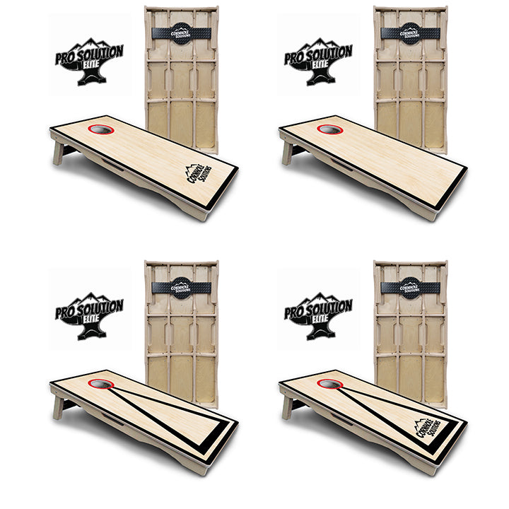 Pro Solution Elite - Red/Black Hole Ring Design Options - Professional Tournament Cornhole Boards 3/4" Baltic Birch - Zero Bounce Zero Movement Vertical Interlocking Braces for Extra Weight & Stability +Double Thick Legs +Airmail Blocker