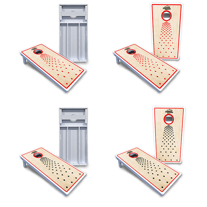 Waterproof - Basic Pop Dots CS Logo Design Options - All Weather Boards "Outdoor Solution" 18mm(3/4")Direct UV Printed - Regulation 2' by 4' Cornhole Boards (Set of 2 Boards) Double Thick Legs, with Leg Brace & Dual Support Braces!