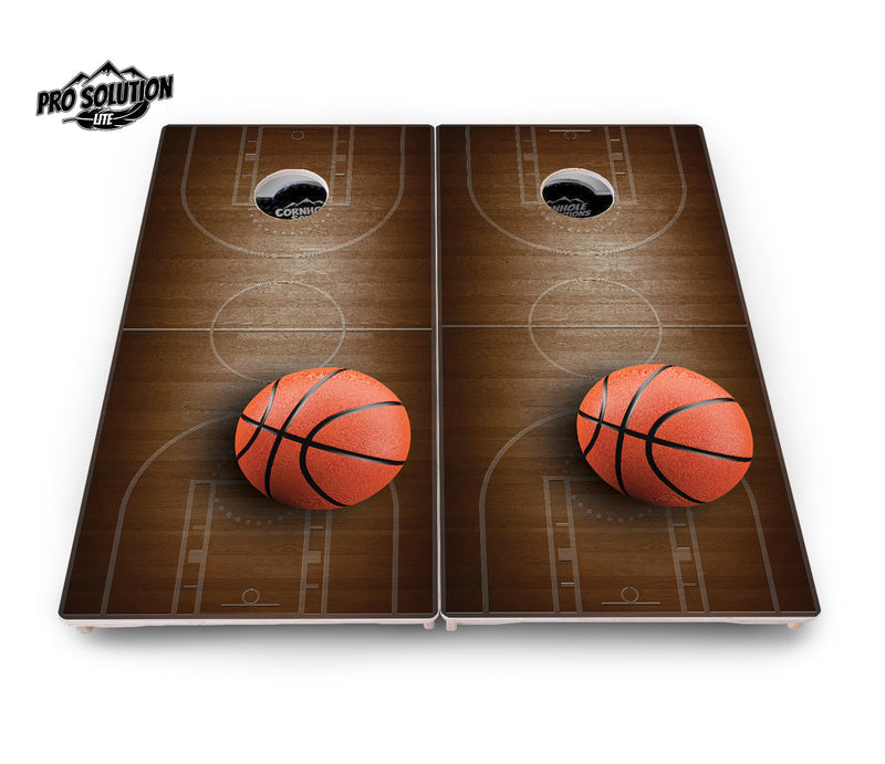 Pro Solution Elite - Basketball Design - Professional Tournament Cornhole Boards 3/4" Baltic Birch - Zero Bounce Zero Movement Vertical Interlocking Braces for Extra Weight & Stability +Double Thick Legs +Airmail Blocker