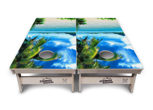 Beach Mountain Scene Cornhole Boards – Tournament Series