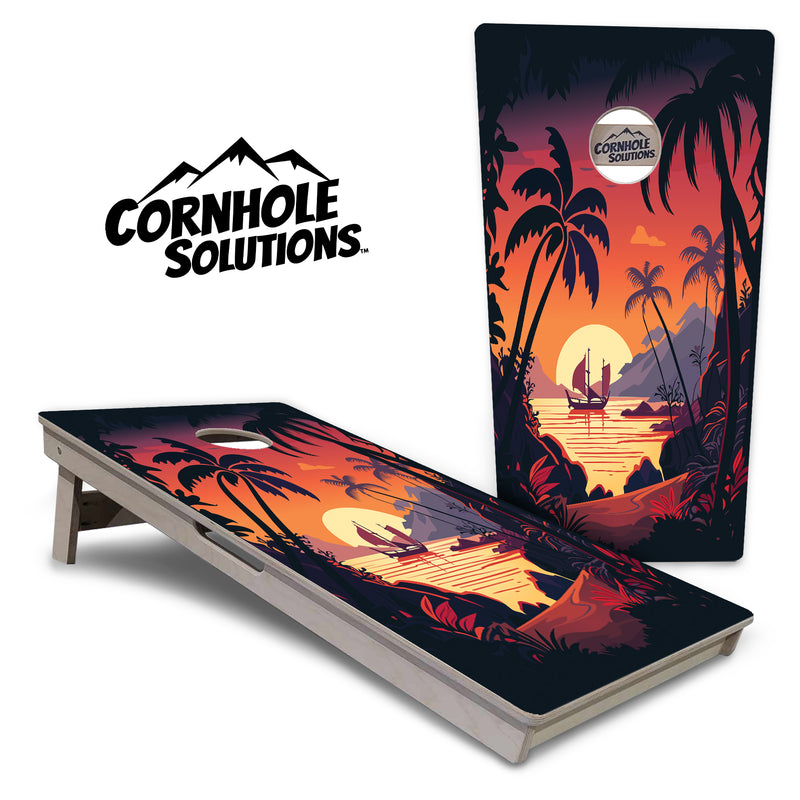 Tournament Boards - Beach Sunset Design Options - Professional Tournament 2'x4' Regulation Cornhole Set - 3/4″ Baltic Birch + UV Direct Print + UV Clear Coat