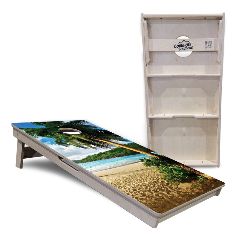 Tournament Boards - Beach Scene - Professional Tournament 2'x4' Regulation Cornhole Set - 3/4″ Baltic Birch - UV Direct Print + UV Clear Coat