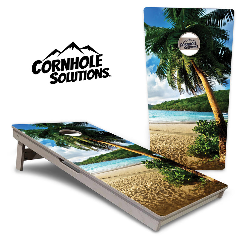 Tournament Boards - Beach Scene - Professional Tournament 2'x4' Regulation Cornhole Set - 3/4″ Baltic Birch - UV Direct Print + UV Clear Coat