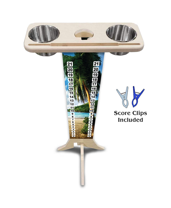 Scoring Solution - Beach Theme Design (2 Stainless Steel Cups & 2 Clips Included per Stand) 18mm(3/4″) Baltic Birch!