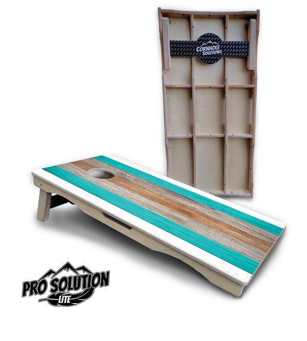 Pro Solution Lite - Beach Wood Planks - Professional Tournament Cornhole Boards 3/4" Baltic Birch - Zero Bounce Zero Movement Vertical Interlocking Braces for Extra Weight & Stability +Double Thick Legs +Airmail Blocker