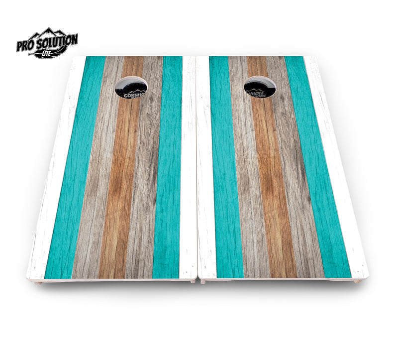 Pro Solution Lite - Beach Wood Planks - Professional Tournament Cornhole Boards 3/4" Baltic Birch - Zero Bounce Zero Movement Vertical Interlocking Braces for Extra Weight & Stability +Double Thick Legs +Airmail Blocker