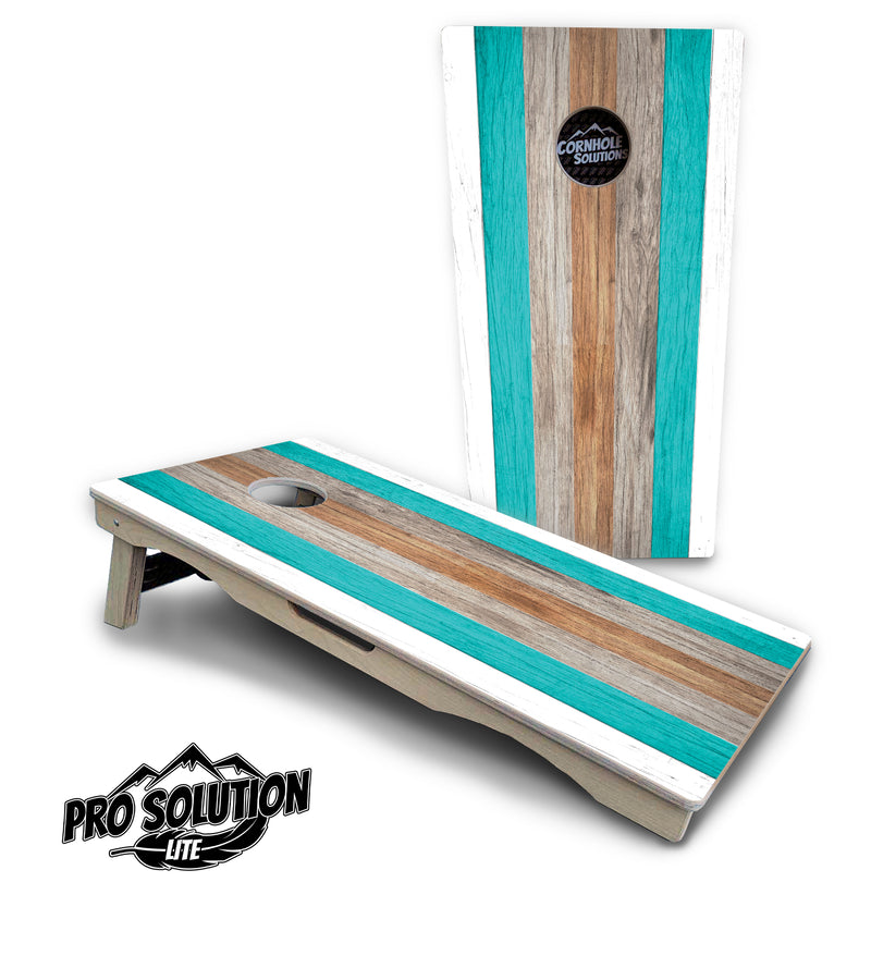 Pro Solution Lite - Beach Wood Planks - Professional Tournament Cornhole Boards 3/4" Baltic Birch - Zero Bounce Zero Movement Vertical Interlocking Braces for Extra Weight & Stability +Double Thick Legs +Airmail Blocker