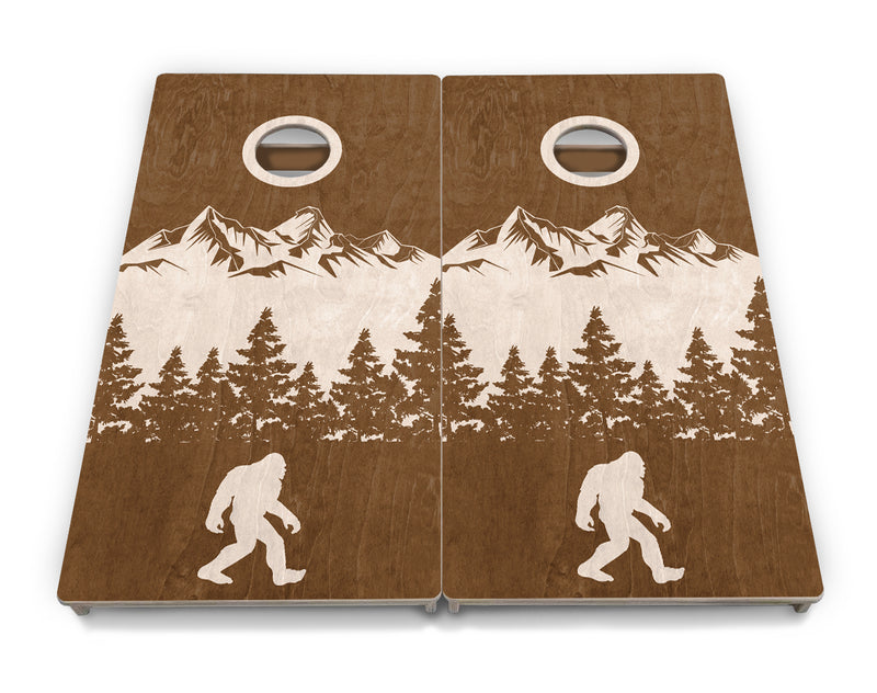 Tournament Boards - Bigfoot Mountain Scene - Professional Tournament 2'x4' Regulation Cornhole Set - 3/4″ Baltic Birch - UV Direct Print + UV Clear Coat