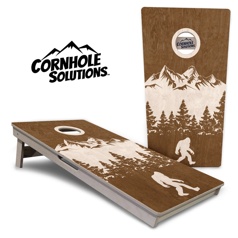 Tournament Boards - Bigfoot Mountain Scene - Professional Tournament 2'x4' Regulation Cornhole Set - 3/4″ Baltic Birch - UV Direct Print + UV Clear Coat