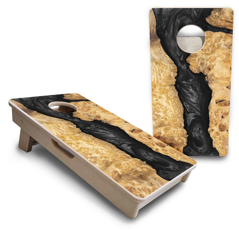 Mini 12" by 24" Cornhole Boards - 4" holes - Black Epoxy Design - 18mm(3/4″) Baltic Birch