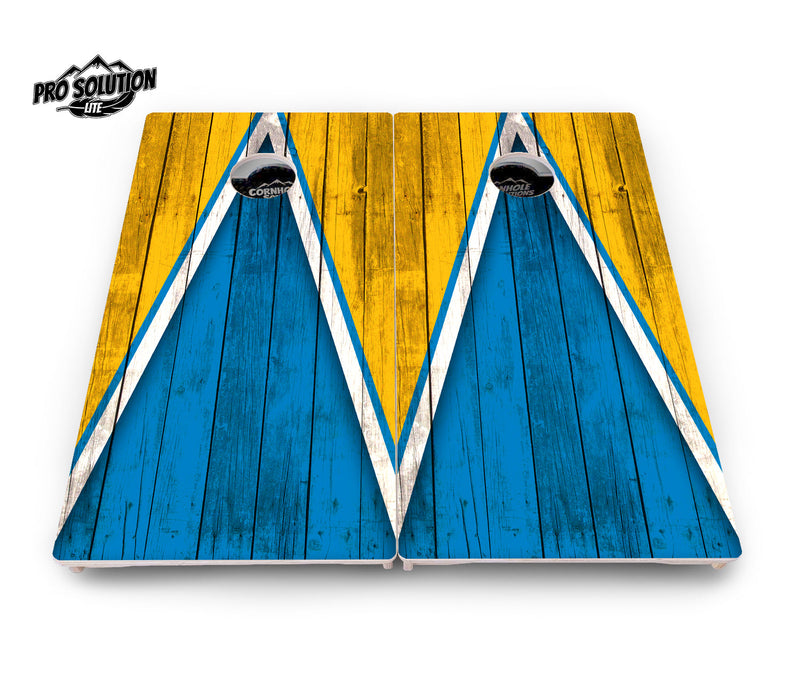 Pro Solution Elite - Team Color Triangle Design Options - Professional Tournament Cornhole Boards 3/4" Baltic Birch - Zero Bounce Zero Movement Vertical Interlocking Braces for Extra Weight & Stability +Double Thick Legs +Airmail Blocker