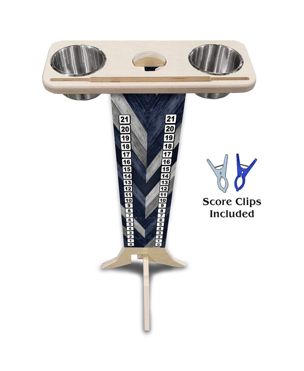 Scoring Solution - Blue Herringbone Design (2 Stainless Steel Cups & 2 Clips Included per Stand) 18mm(3/4″) Baltic Birch!