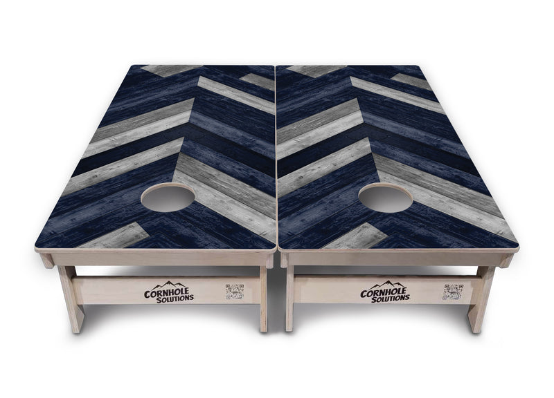 Tournament Boards - Blue & Red Herringbone Design Options - Professional Tournament 2'x4' Regulation Cornhole Set - 3/4″ Baltic Birch + UV Direct Print + UV Clear Coat