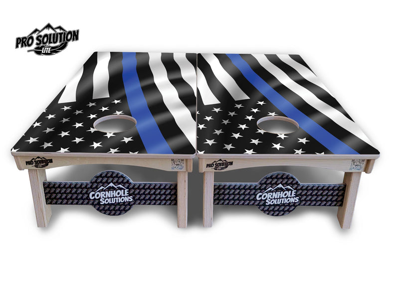 Pro Solution Elite - B&W Wavy Flag Design Options - Professional Tournament Cornhole Boards 3/4" Baltic Birch - Zero Bounce Zero Movement Vertical Interlocking Braces for Extra Weight & Stability +Double Thick Legs +Airmail Blocker