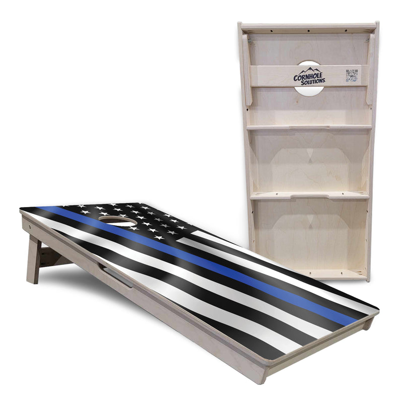 Tournament Boards - Wavy Blue / Red Line Flag Options - Professional Tournament 2'x4' Regulation Cornhole Set - 3/4″ Baltic Birch + UV Direct Print + UV Clear Coat