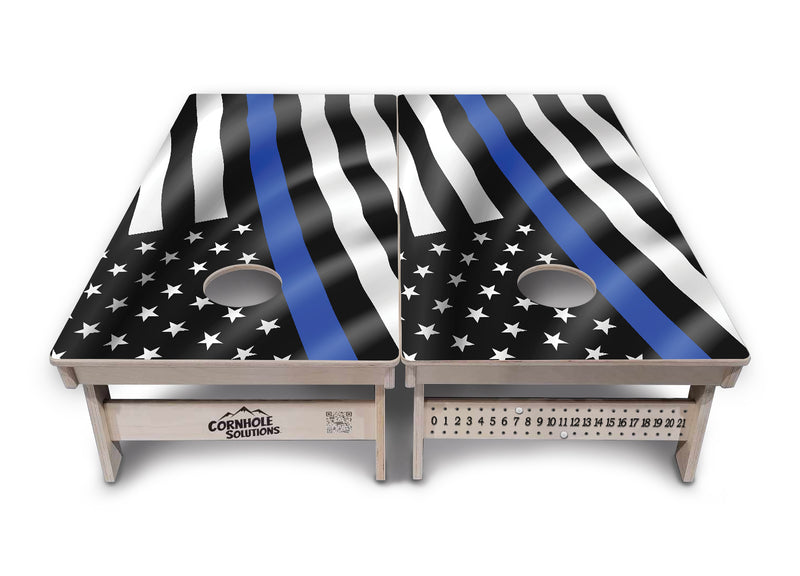 Tournament Boards - B&W Wavy Flag Design Options - Professional Tournament 2'x4' Regulation Cornhole Set - 3/4″ Baltic Birch + UV Direct Print + UV Clear Coat