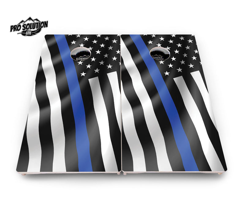 Pro Solution Elite - B&W Wavy Flag Design Options - Professional Tournament Cornhole Boards 3/4" Baltic Birch - Zero Bounce Zero Movement Vertical Interlocking Braces for Extra Weight & Stability +Double Thick Legs +Airmail Blocker