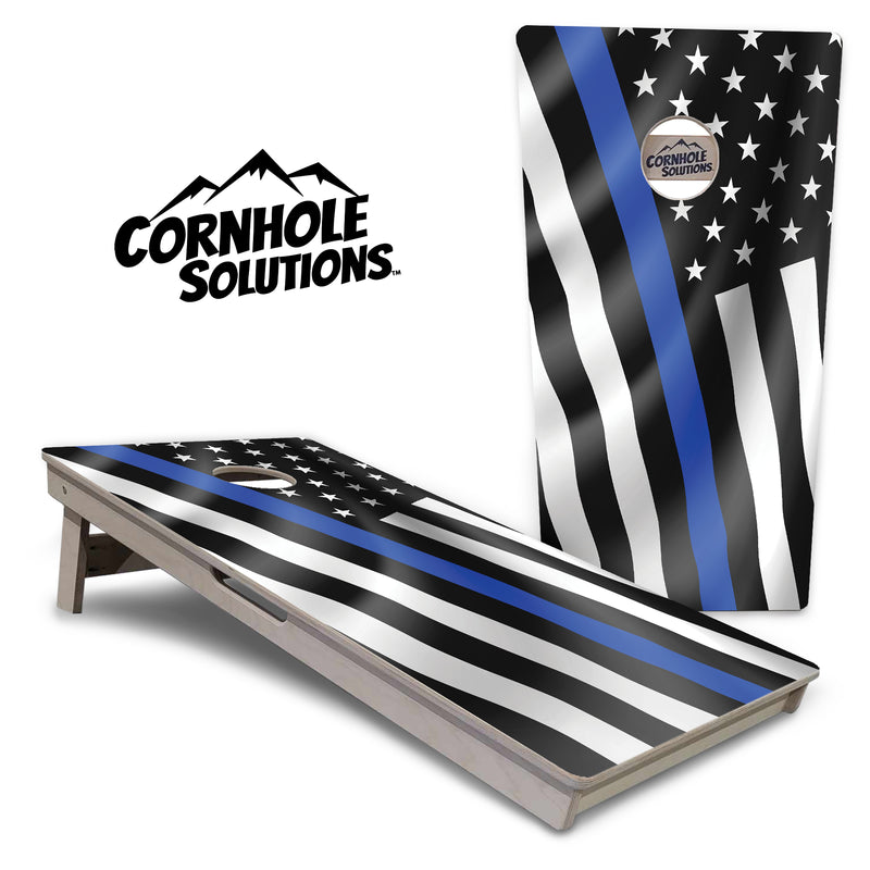 Tournament Boards - B&W Wavy Flag Design Options - Professional Tournament 2'x4' Regulation Cornhole Set - 3/4″ Baltic Birch + UV Direct Print + UV Clear Coat