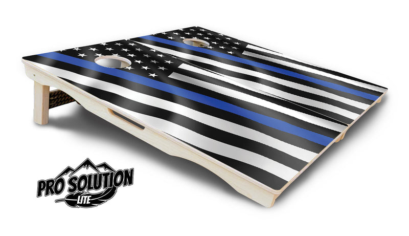 Pro Solution Elite - Blue & Red Line Wavy Flag - Professional Tournament Cornhole Boards 3/4" Baltic Birch - Zero Bounce Zero Movement Vertical Interlocking Braces for Extra Weight & Stability +Double Thick Legs +Airmail Blocker