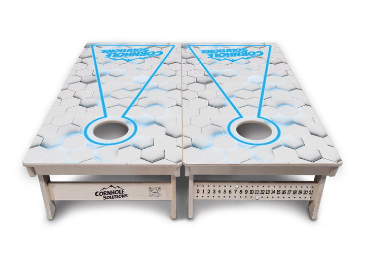 Glow Hole White Background Cornhole Boards - Professional Tournament Series