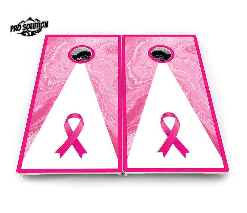 Pro Solution Lite - Cancer Awareness Design Options - Professional Tournament Cornhole Boards 3/4" Baltic Birch - Zero Bounce Zero Movement Vertical Interlocking Braces for Extra Weight & Stability +Double Thick Legs +Airmail Blocker