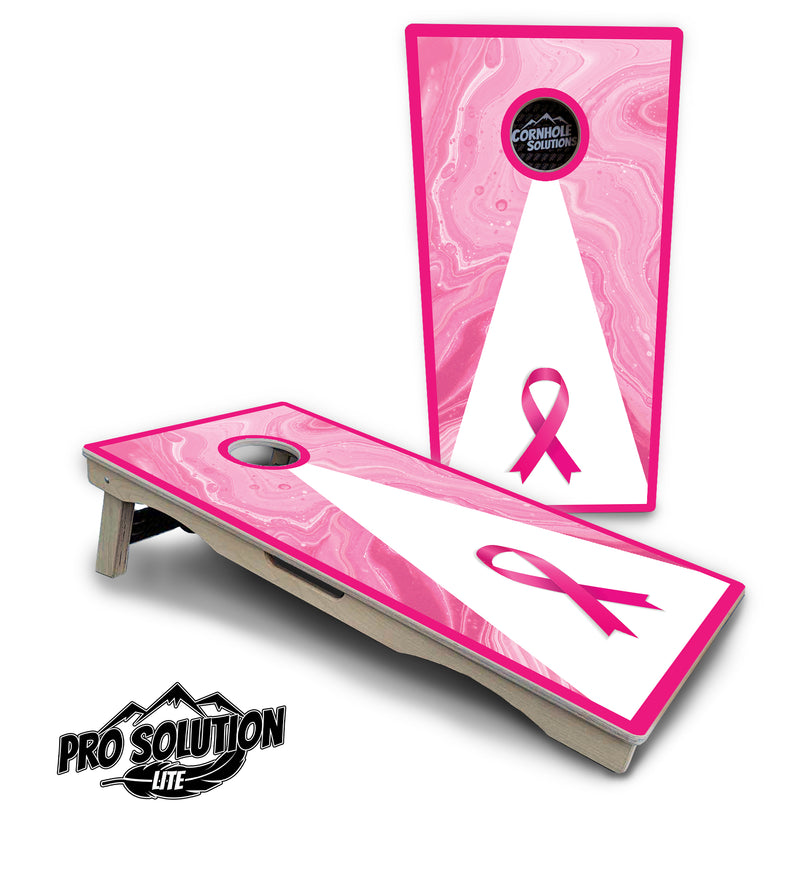 Pro Solution Lite - Cancer Awareness Design Options - Professional Tournament Cornhole Boards 3/4" Baltic Birch - Zero Bounce Zero Movement Vertical Interlocking Braces for Extra Weight & Stability +Double Thick Legs +Airmail Blocker