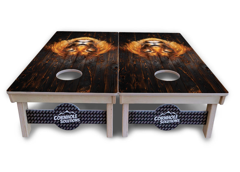 Tournament Boards - Dark Burnt Wood Design Options - Professional Tournament 2'x4' Regulation Cornhole Set - 3/4″ Baltic Birch + UV Direct Print + UV Clear Coat