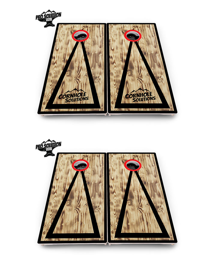 Pro Solution Elite - Burnt Triangle Design Options - Professional Tournament Cornhole Boards 3/4" Baltic Birch - Zero Bounce Zero Movement Vertical Interlocking Braces for Extra Weight & Stability +Double Thick Legs +Airmail Blocker