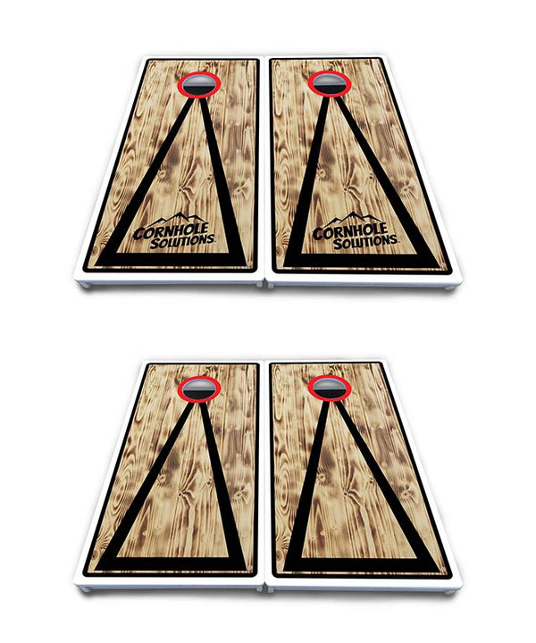 Waterproof - Burnt Triangle Design Options - All Weather Boards "Outdoor Solution" 18mm(3/4")Direct UV Printed - Regulation 2' by 4' Cornhole Boards (Set of 2 Boards) Double Thick Legs, with Leg Brace & Dual Support Braces!