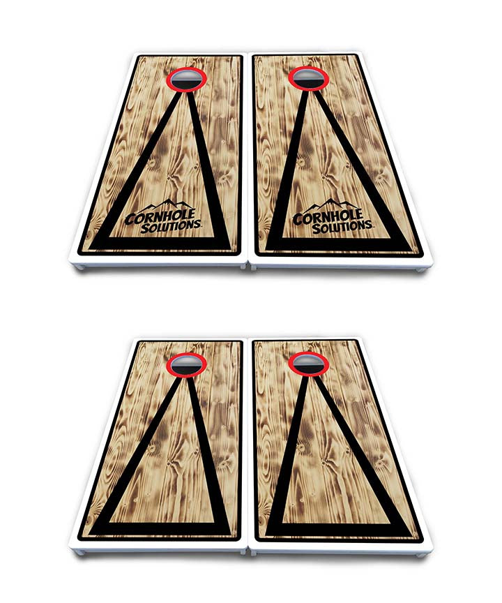 Waterproof - Burnt Triangle Design Options - All Weather Boards "Outdoor Solution" 18mm(3/4")Direct UV Printed - Regulation 2' by 4' Cornhole Boards (Set of 2 Boards) Double Thick Legs, with Leg Brace & Dual Support Braces!