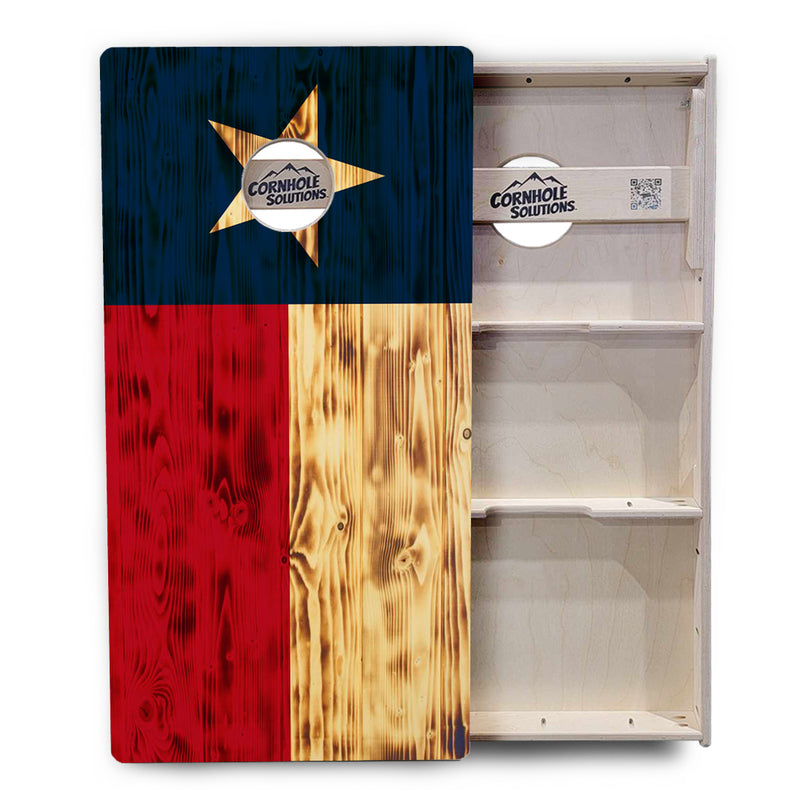 Burnt Texas Flag Design - Regulation 2' by 4' Tournament Cornhole Set - 18mm(3/4″) Baltic Birch