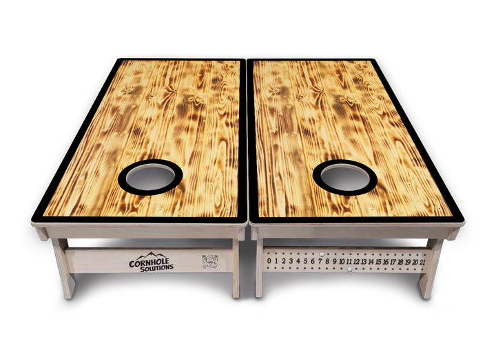 Burnt Wood Black Border Cornhole Boards - Professional Tournament Series